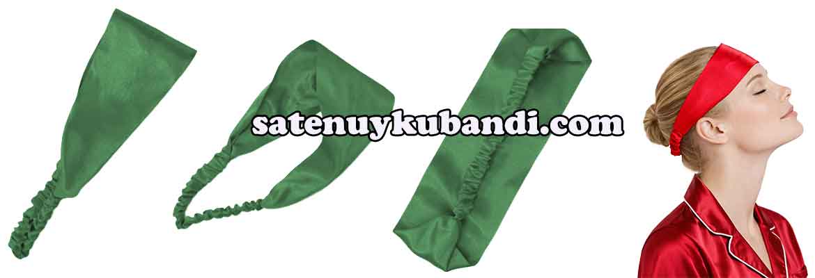 yeşil saten saç bandı